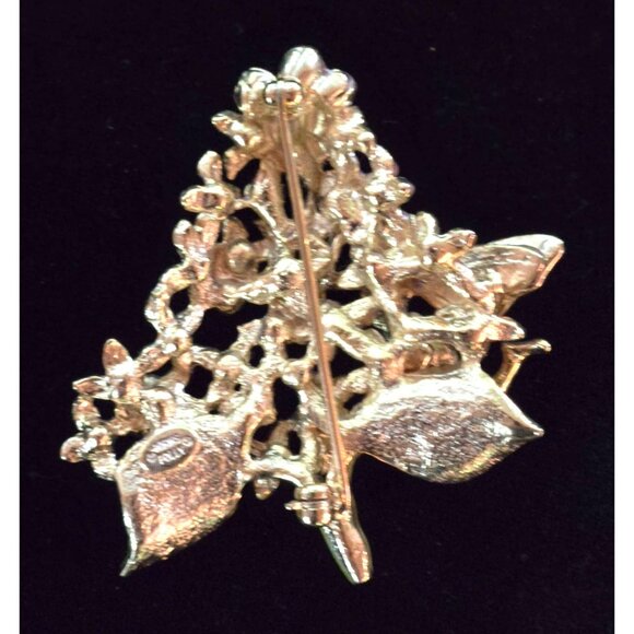 Kirks Folly Fairy Flower Bouquet Brooch Gold-Tone With Glittering Enamel Details - Picture 4 of 5